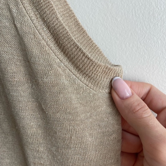 Bill Blass linen jersey dress size XS tan color midi length - Picture 8 of 13